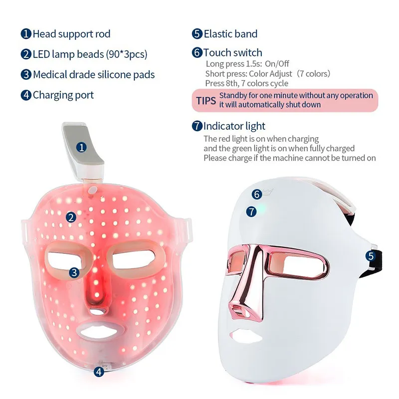 GlowLuxe features and red light mode on face